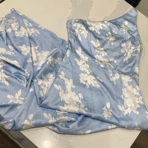 Floral One-Shoulder Dress in Blue and White